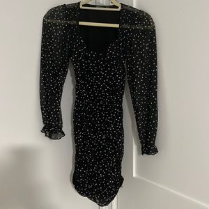 Nasty Gal - black polka dot ruched bodycon